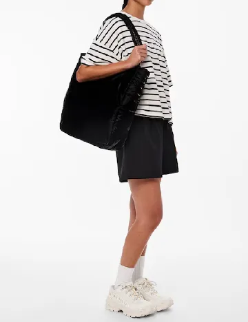 Tricou Pieces, alb/negru