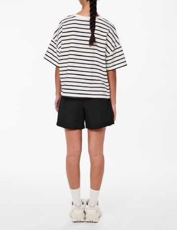 Tricou Pieces, alb/negru
