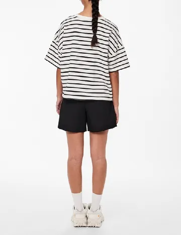 Tricou Pieces, alb/negru