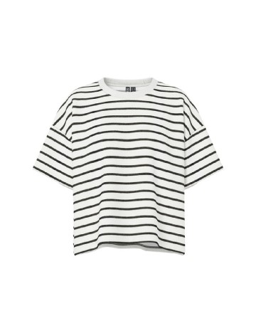 Tricou Pieces, alb/negru