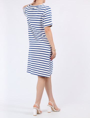 Rochie medie Pieces, alb/albastru
