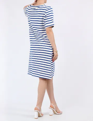 Rochie medie Pieces, alb/albastru