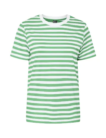 Tricou Pieces, verde/alb