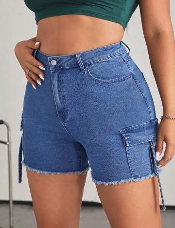 Pantaloni scurti SHEIN CURVE, albastru