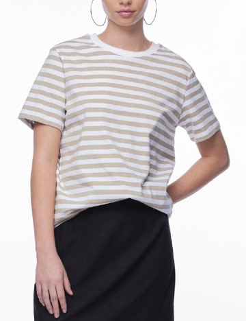Tricou Pieces, alb/maro