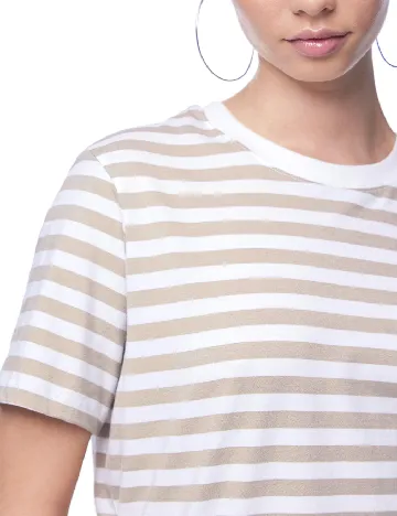 Tricou Pieces, alb/maro