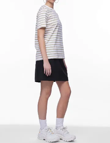 Tricou Pieces, alb/maro