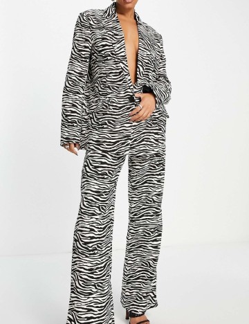 Sacou Oversize Kaiia, alb/negru