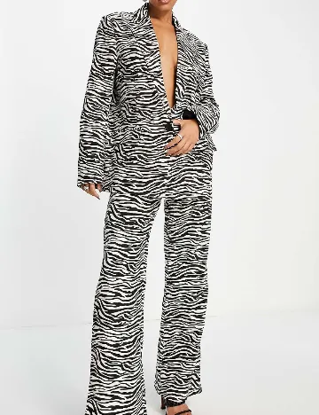 Sacou Oversize Kaiia, alb/negru