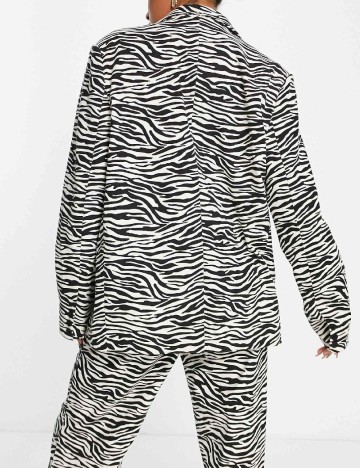 Sacou Oversize Kaiia, alb/negru