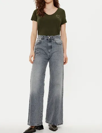 Tricou Pieces, kaki Verde