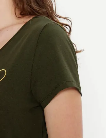 Tricou Pieces, kaki Verde