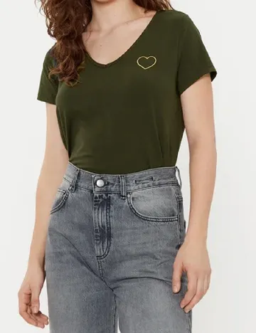 Tricou Pieces, kaki Verde