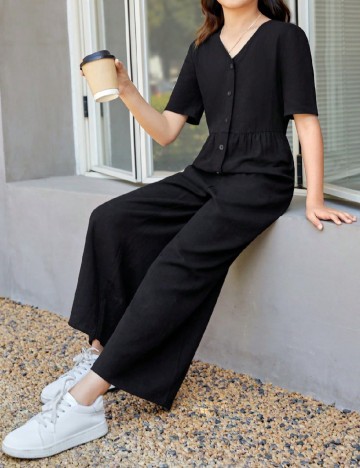 Salopeta Shein Kids, negru