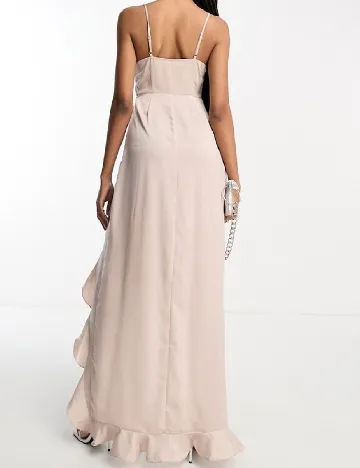 Rochie lunga Lola May, roz pudra