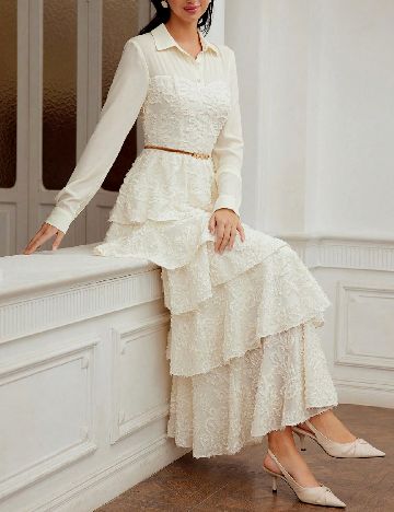 Rochie medie MOTF, crem