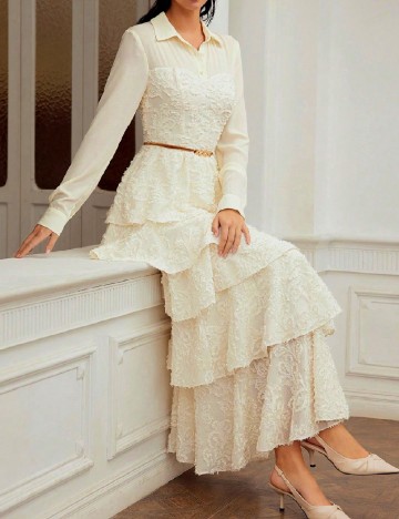 Rochie medie MOTF, crem