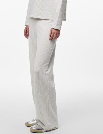 Pantaloni Pieces, ecru/albastru