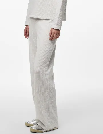 Pantaloni Pieces, ecru/albastru