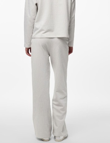Pantaloni Pieces, ecru/albastru