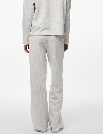 Pantaloni Pieces, ecru/albastru