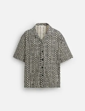 Camasa Zara, crem/negru