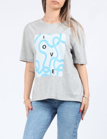 Tricou Pieces, gri