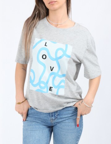 Tricou Pieces, gri