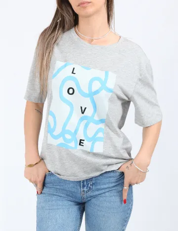 Tricou Pieces, gri