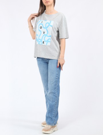 Tricou Pieces, gri