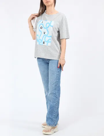 Tricou Pieces, gri