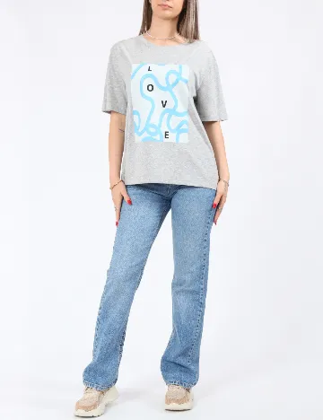 Tricou Pieces, gri