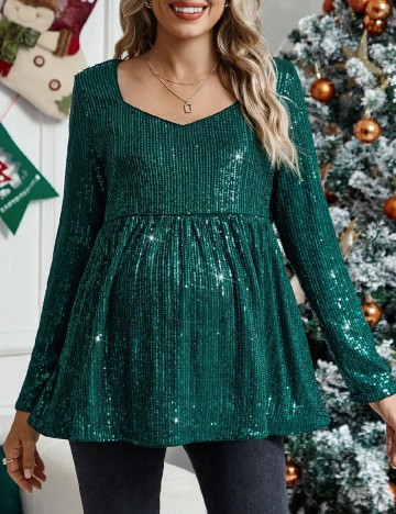 Bluza SHEIN Maternity, verde