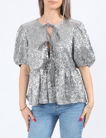 Bluza Pieces, argintiu