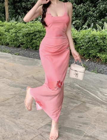 Rochie lunga Dazy, roz