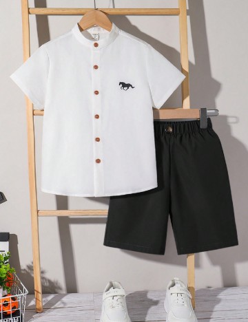 Compleu Shein Kids, alb/negru