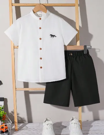 Compleu Shein Kids, alb/negru Alb