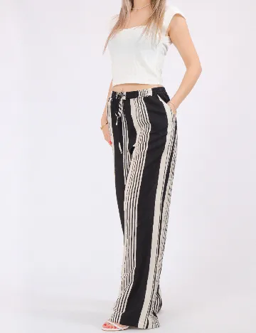 Pantaloni Pieces, bej/negru
