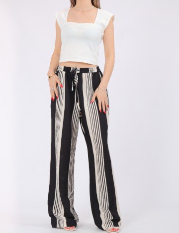 Pantaloni Pieces, bej/negru