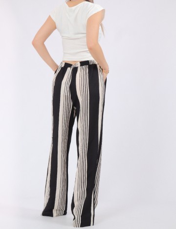 Pantaloni Pieces, bej/negru
