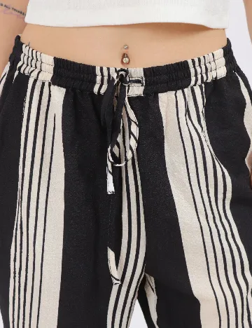 Pantaloni Pieces, bej/negru