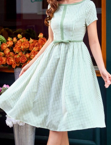 Rochie medie SHEIN, alb/verde