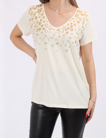 Tricou Pieces, crem