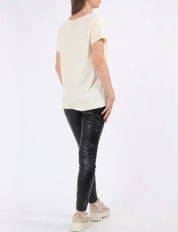 Tricou Pieces, crem