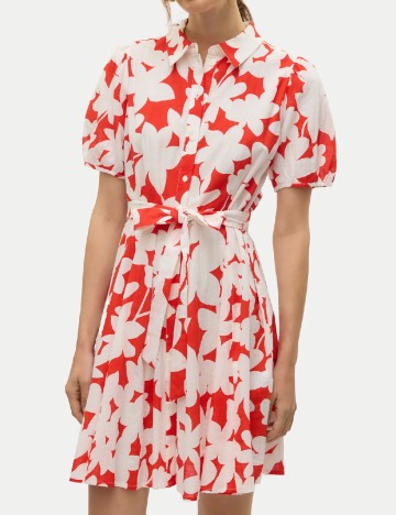 Rochie scurta Vero Moda, alb/rosu