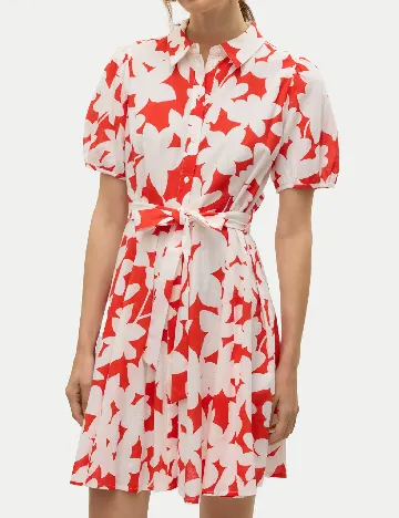 Rochie scurta Vero Moda, alb/rosu