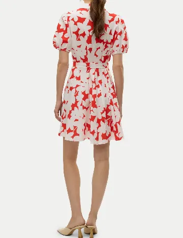 Rochie scurta Vero Moda, alb/rosu