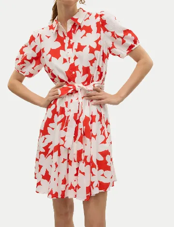 Rochie scurta Vero Moda, alb/rosu