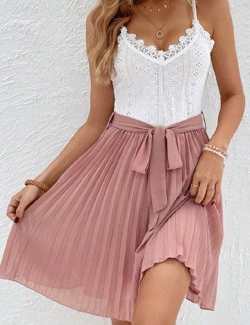 Rochie scurta SHEIN, alb/roz