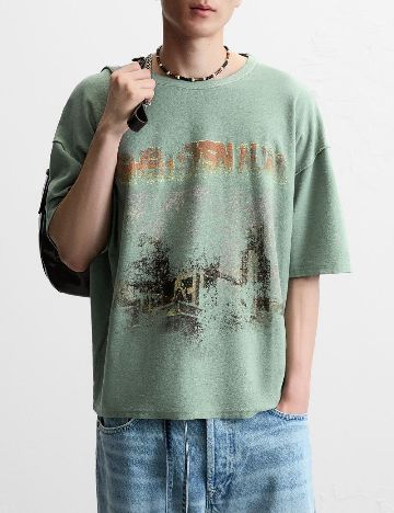 Tricou Oversize Zara, verde